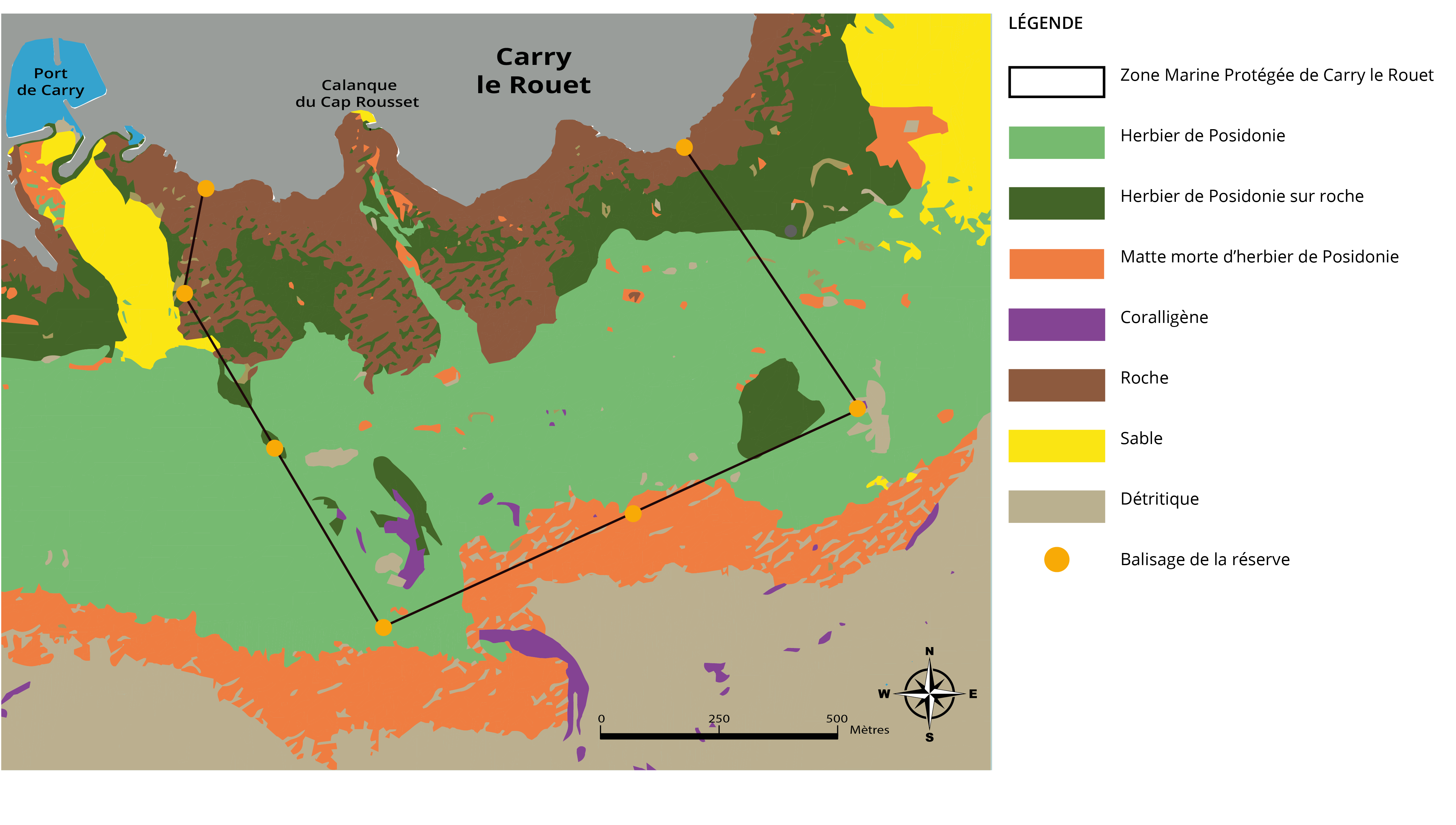 Carte de la réserve du Cap Rousset